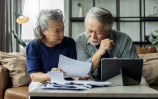 A senior couple struggling with their finances who need trustee services in california