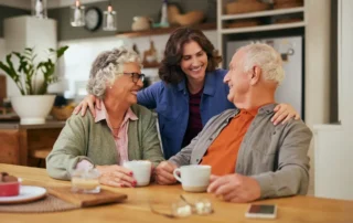 Adult daughter with older parents, showing ways to help your parents with their finances