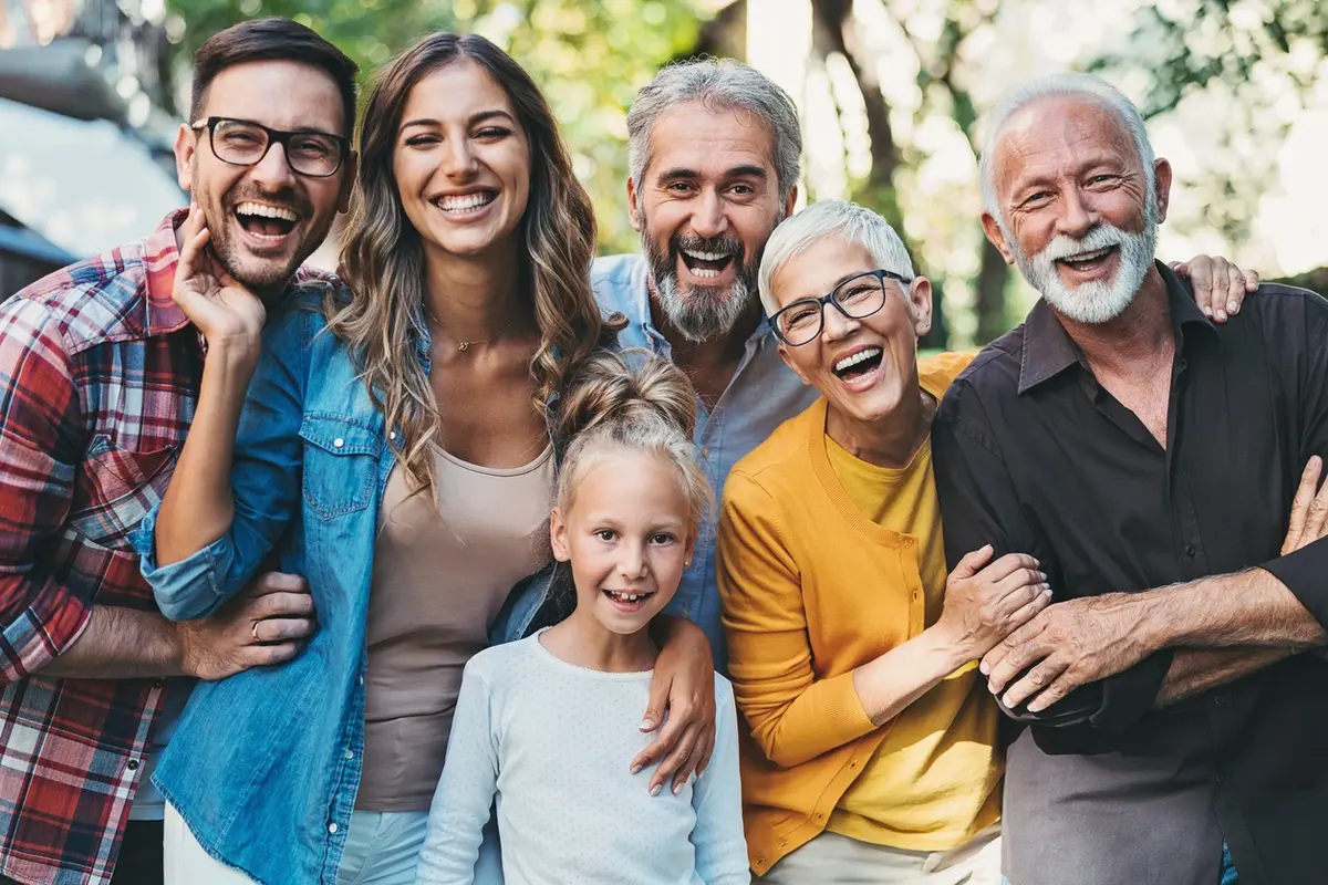 Multi-generational family portrait representing naming multiple children as co-trustees in estate planning.